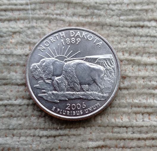 Werty71 США 1 квотер 25 центов 2006 D Северная Дакота Бизон Зубр