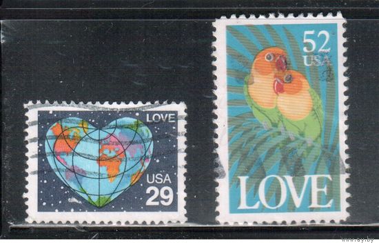 США-1991, (Мих.2132-2133), гаш. , Поздравительные марки, Птицы,  (полная серия)(1)
