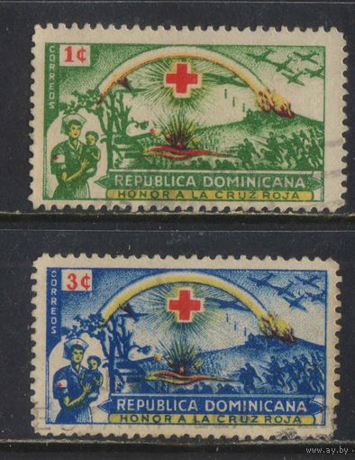 Доминиканская Респ 1944 80-летие Международного Красного Креста Военные действия Медсестра с ребёнком #443,445