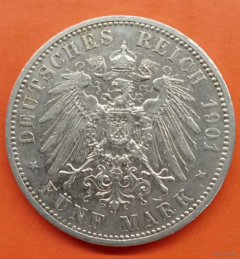 Пруссия 5 марок 1901. Редкость.