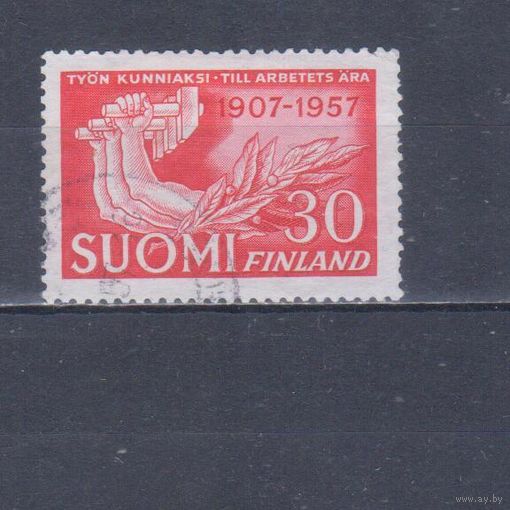 [398] Финляндия 1957. Рабочее движение.Профсоюз. Одиночный выпуск.Гашеная марка.