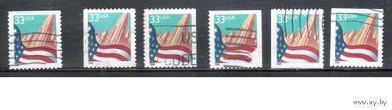 США-1999 (Мих.3091 BD+BF) , гаш., Стандарт, Флаг(одиночка), зубцовки