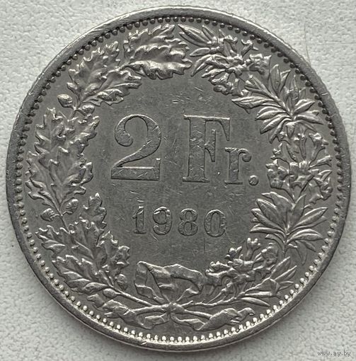 Швейцария 2 франка 1980 г.