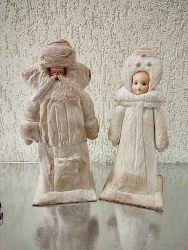 Игрушка Снегурочка и Дед Мороз, высота 41 см. УССР