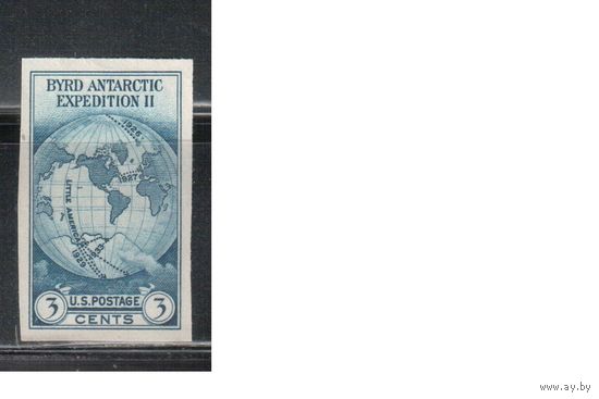 США-1934, (Скотт.735а), * , Антарктическая экспедиция, Карта(одиночка),БЗЦ