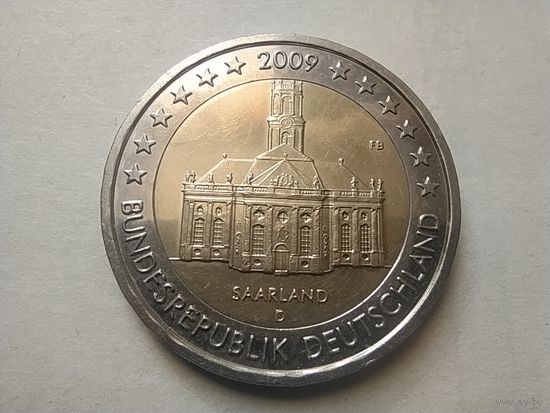 2 ЕВРО, ГЕРМАНИЯ (Фед.земли  Германии -Церковь Людвига в Саарбрюккене, Саар) 2009(D)