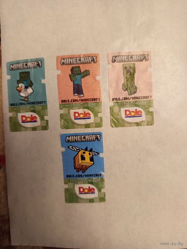Нидерланды наклейки от фруктов бананов лимитированная серия колаборация Dole с компьютерной игрой Minecraft редкость