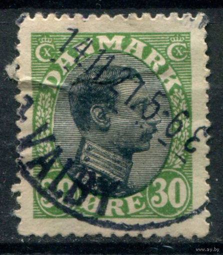 Дания - 1918/20г. - король Кристиан X, 30 О - 1 марка - гашёная [Mi 102]. #3-WB-91-KS-8