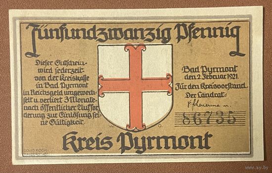 Нотгельд 25 пфеннигов 1921 год. Бад-Пирмонт. Веймарская республика