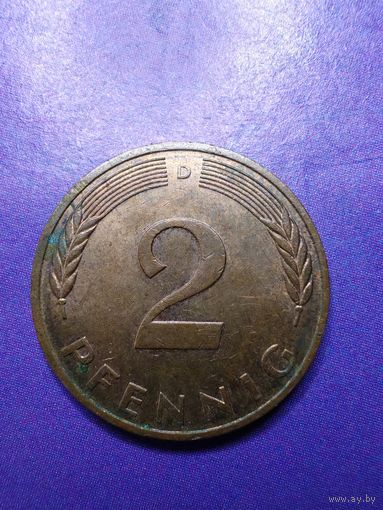 2 пфеннинга ФРГ 1991 D