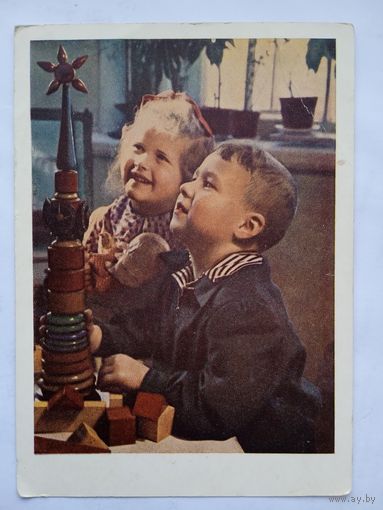 1954. дети. Юные сроители. Фото Уткина