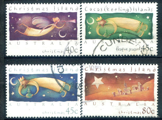 Рождественские острова - 1994г. - Рождество - 4 марки - полная серия, гашёные [Mi 402-404]. #3-WB-95-A-2