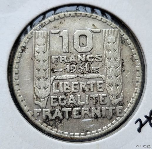10 франков 1931 Франция Третья Республика! Серебро 10 грамм 680 пробы! ВОЗМОЖЕН ОБМЕН!