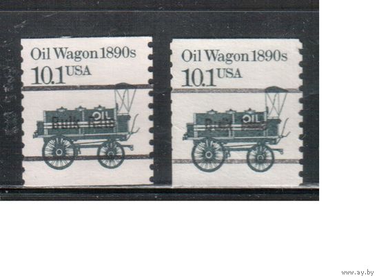 США-1985, (Мих.1747 х + у ) , гаш., Стандарт, Транспорт, Перевозка нефти, 2 типа бумаги