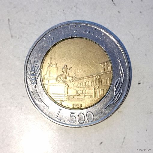 500 лир 1989 года Италия. Итальянская Республика. Очень красивая монета!