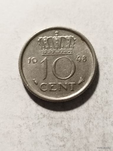 Нидерланды 10 центов 1948