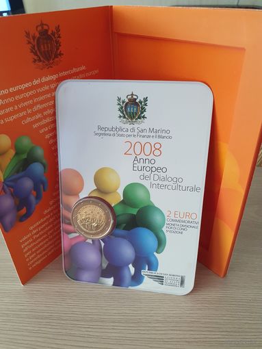 Сан Марино 2 евро 2008 юбилейная