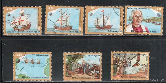 Никарагуа-1982,(Мих.2320-2326) гаш.,   Открытие Америки, Колумб, Корабли (полная серия)