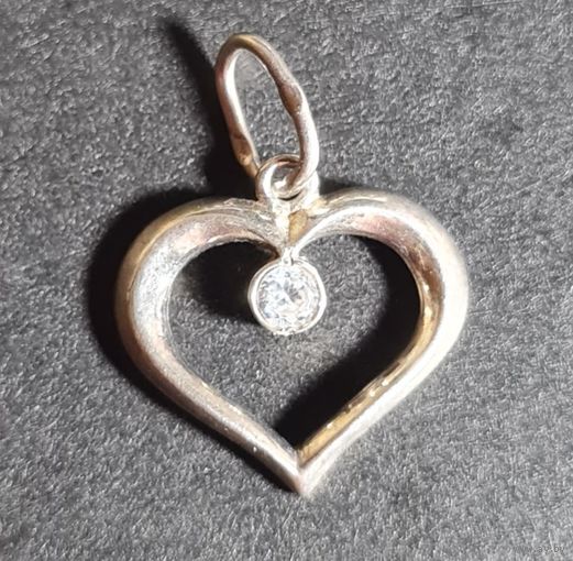 Кулон привеска Сердце серебро 925 лот #21, С РУБЛЯ! МНОГО ЛОТОВ С РУБЛЯ БЕЗ МЦ!