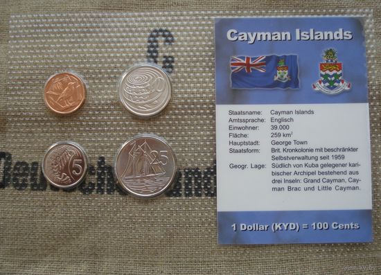 1, 5, 10, 25 центов 2005 Каймановы острова набор