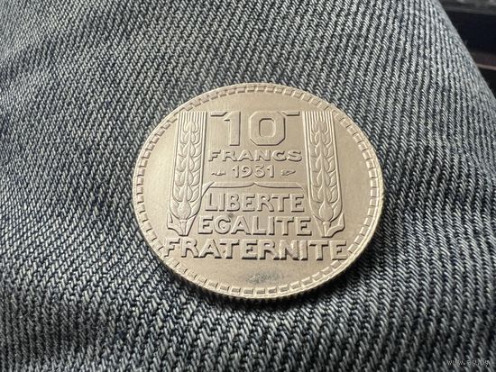 10 франков 1931 год серебро с рубля