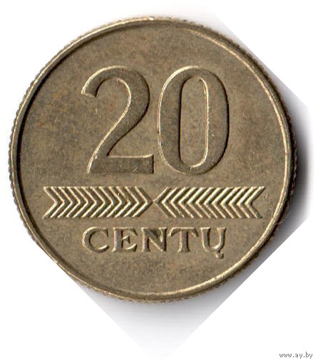 Литва. 20 центов. 2008 г.