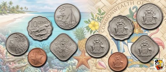 Багамские острова набор монет 1, 5, 10, 15, 25 центов, UNC. Багамы. Сторгуй за свою цену, предложи обмен!