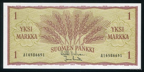 Финляндия 1 марка 1963 г. Valvanne-Aranko. P98. UNC