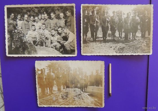 Фото "Польские жолнеры, похороны однополчанина", 1920-1930-е гг., 3 шт.