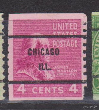 Джеймс Мэдисон Известные люди Личности  США 1938 год Лот 7 С НАДПЕЧАТКОЙ ИЛИ ПРЕДВАРИТЕЛЬНЫМ ГАШЕНИЕМ