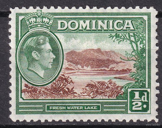 21.BrKCI. Великобритания. Колонии. Доминика. Местные мотивы. Георг VI. 1938 г. 1/2P. Mi.#93.