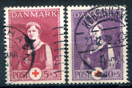 Дания - 1939/40г. - королева Александрина, Красный Крест - 2 марки - гашёные. #3-WB-99-B-1