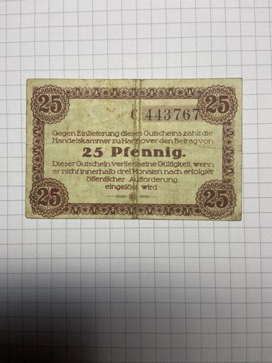 25 пфенигов (нотгельды) г. Германия.-2012