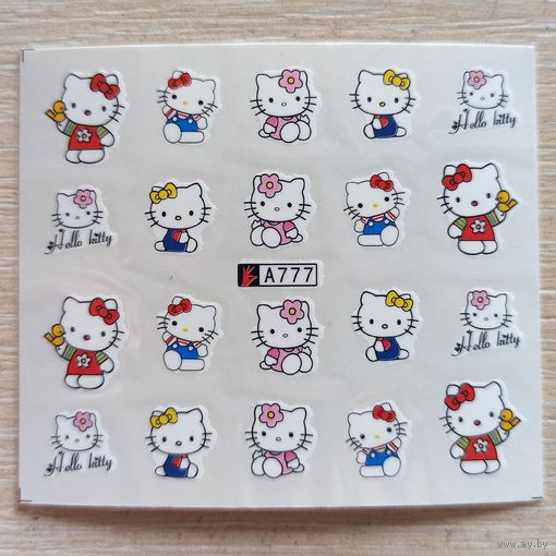 Hello Kitty слайдеры для ногтей. Водные наклейки-переводки на ногти