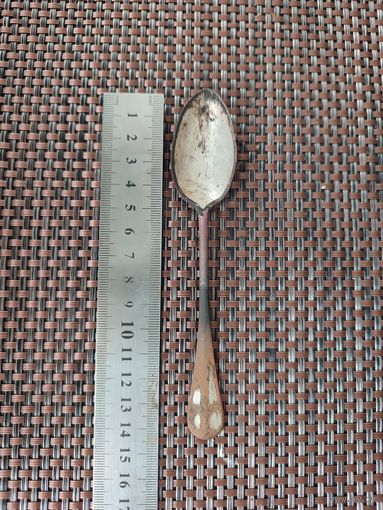 Ложка старая латунная в посеребрении