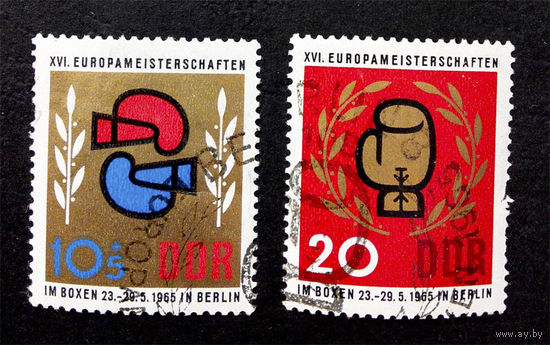 ГДР 1965 г. 16-й Чемпионата Европы по Боксу. Берлин 1965 год. Спорт, полная серия из 2 марок #0091-С1P14
