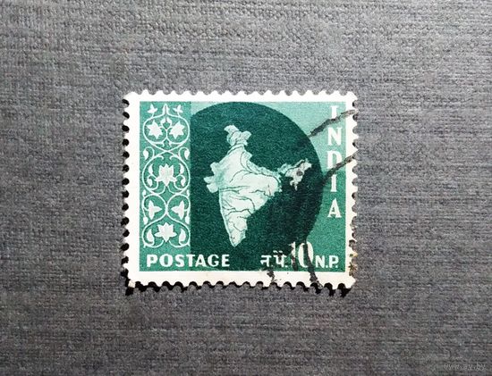Марка Индия 1957 год Карта