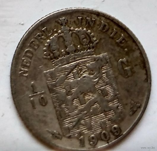 Голландская Ост-Индия 1/10 гульдена, 1909 1-7-21