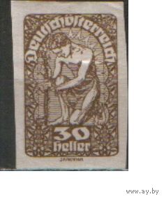 Марка без перфорации из серии 1920г. Австрия "Аллегория "Новая Республика"