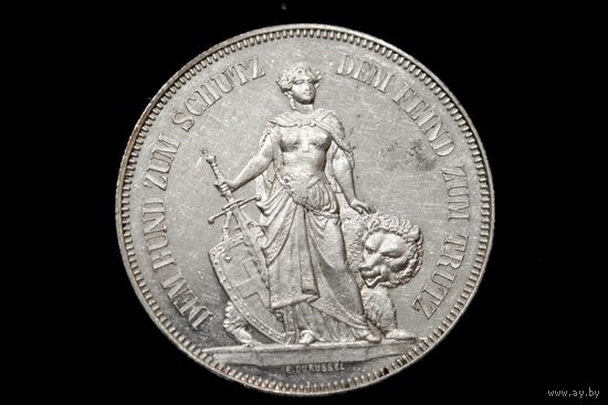 5 франков 1885 г. Швейцария, Нума Дроз. "Стрелковый фестиваль в Берне". Штемпельный блеск, редкая!