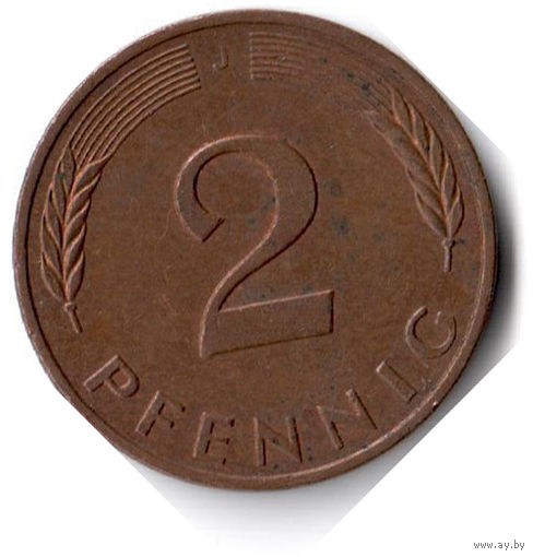 Германия. 2 пфеннига. 1991 J