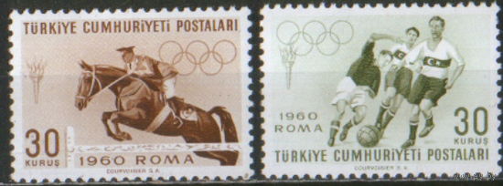 2 марки из серии 1960г. Турция "Олимпийские игры в Риме" MNH