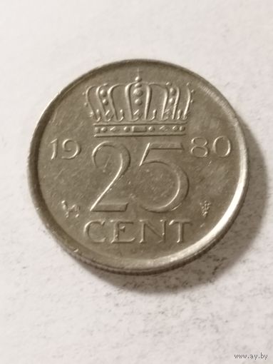 Нидерланды 25 центов 1980