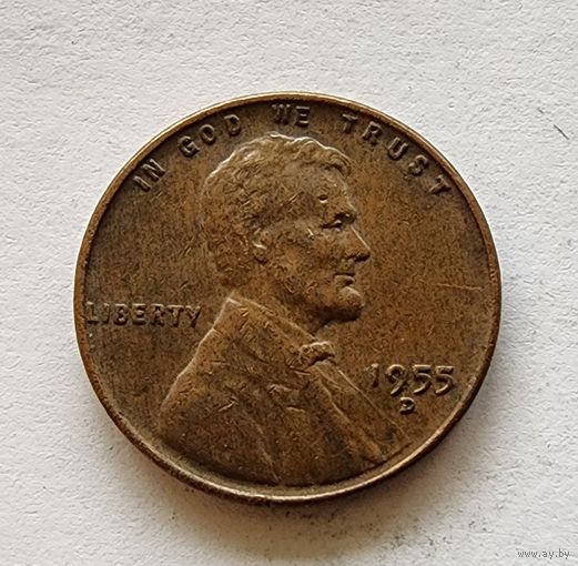 США 1 цент, 1955 Отметка монетного двора: "D"