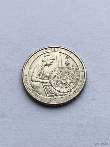 25 центов 2019 г., Национальные исторический парк Лоуэлл, штат Массачусетс, США
