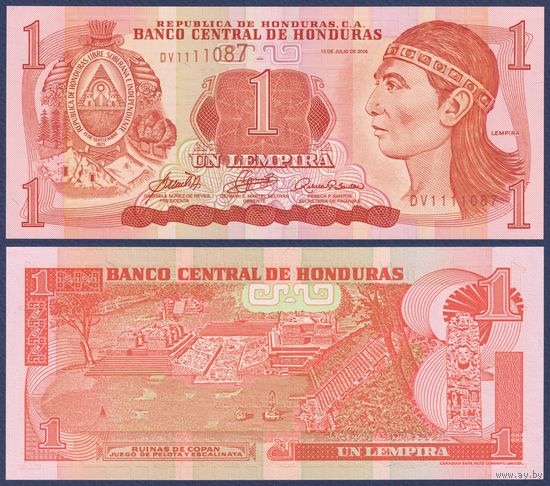 Гондурас, 1 лемпира 2006 г., P-84e (DS, вождь Лемпира), UNC