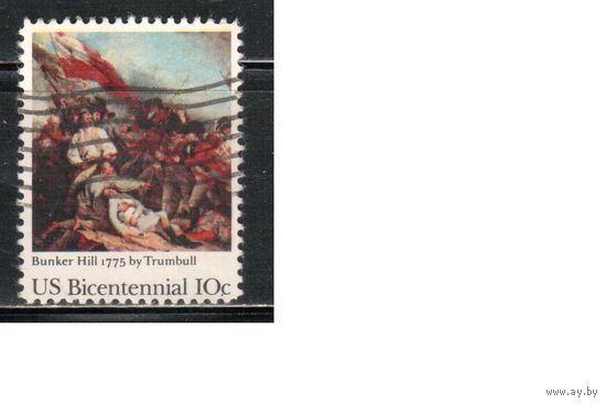 США-1975, (Мих.1174) , гаш. , 200-лет независимости, Война, Живопись(одиночка)
