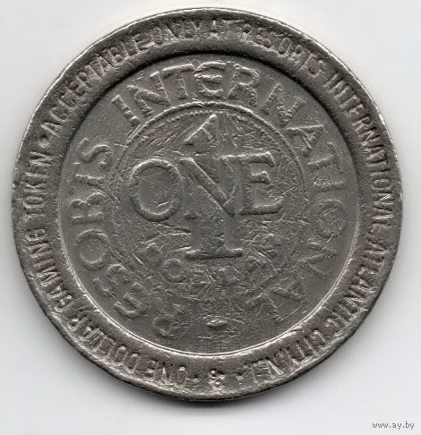 1 ДОЛЛАР 1987. КАЗИНО  НЬЮ ЙОРК. США. 37 мм.