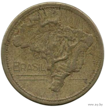 Республика Соединённые Государства (Штаты) Бразилии (Бразилия). 1 крузейро 1946. Карта страны.