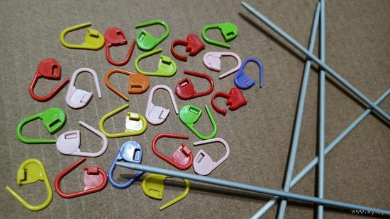 Спицы вязальные 20см 5шт + маркеры для вязания 27 шт